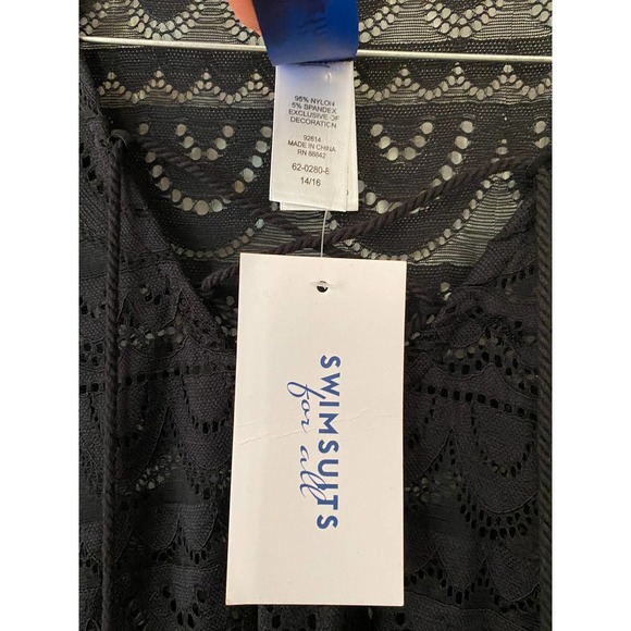 Swimsuit Cover Up XL by Swimsuits for All Scallop Lace Black NEW - Picture 7 of 8